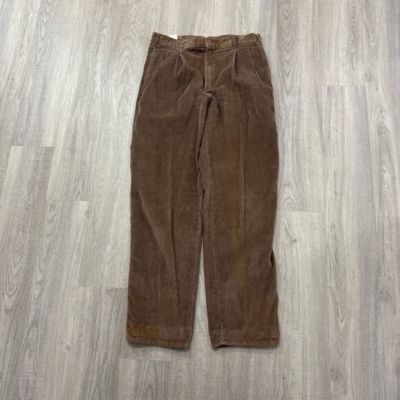 Vintage Dockers Corduroy Pants Men's 32x32 Brown 90s Chino Flat Front Preppy - Picture 1 of 9